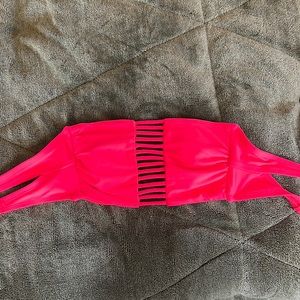 hot pink bandeau swim top